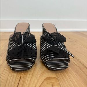 AD Striped Bow Block Heel Mules – Size 6.5